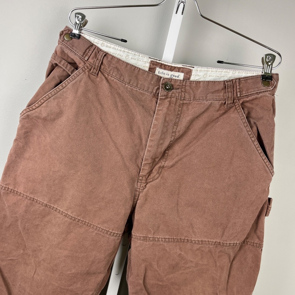 Life is Good Carpenter Utility Pants Mens L Brown Cotton Canvas 35 Waist